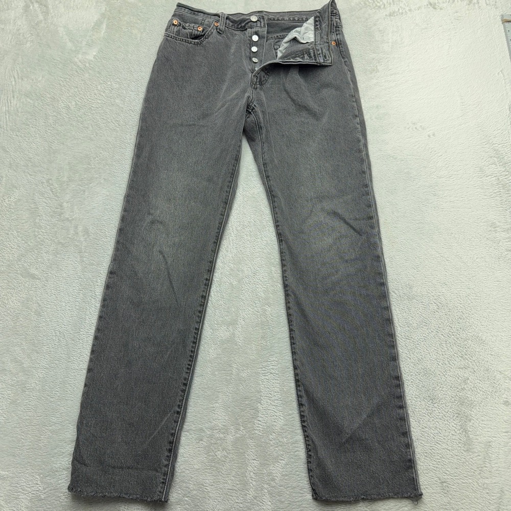 Levi's 501 Jeans Mens 29 Gray Original Fit Straight Leg Button Fly Raw Hem Denim